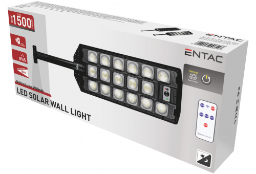 LED Szolár Utcai Lámpa Távirányítóval, Mozgásérzékelővvel Autamata Dimm funkcióval, 1500lm