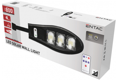 LED Szolár Utcai Lámpa Távirányítóval, Mozgásérzékelővvel Autamata Dimm funkcióval, 800lm